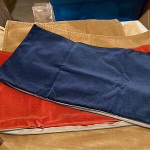 New Pottery Barn Washed Velvet Zip Lumbar Pillow Cover, Sailor Blue, 12 x 24”